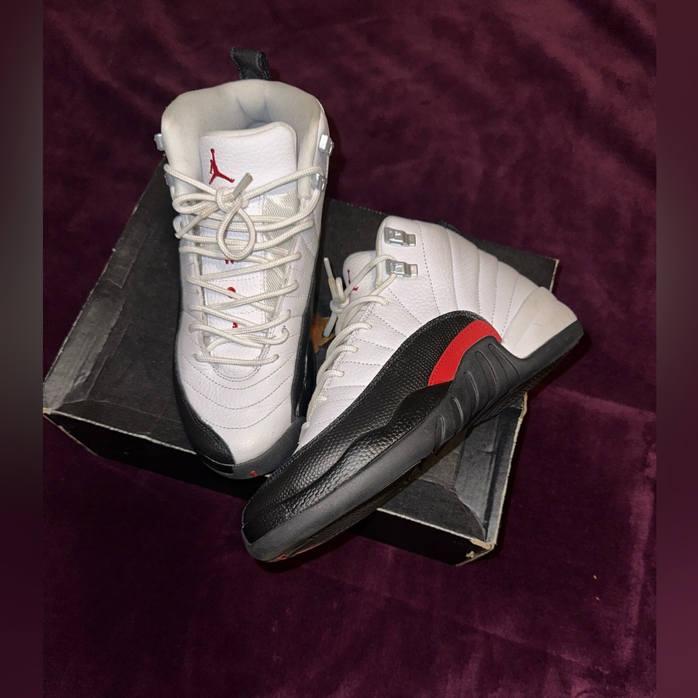 Jordan Kids White and Black Sneakers with Red Accents